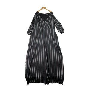 Lane Bryant Striped Jumpsuit sz 22 AS IS black/red‎